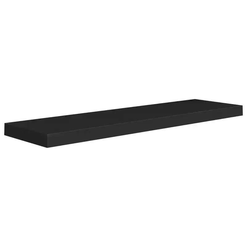 Floating Wall Shelf, Black Honeycomb MDF With Metal Bracket, 35.4 x 9.3 Inches, Medium Wall Shelf
