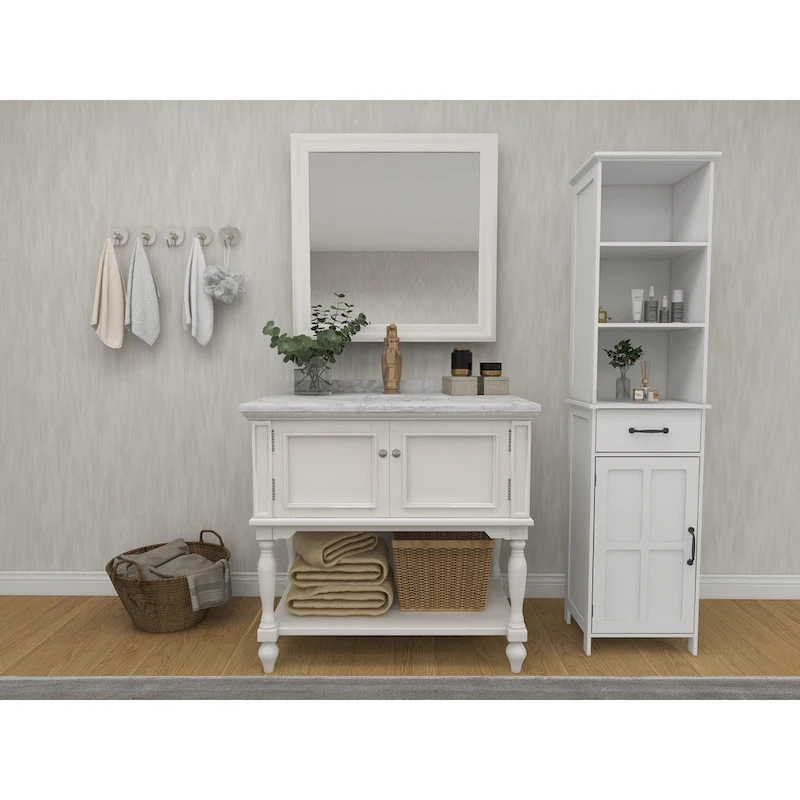 Double Door Narrow Height Slim Floor Standing Cabinet