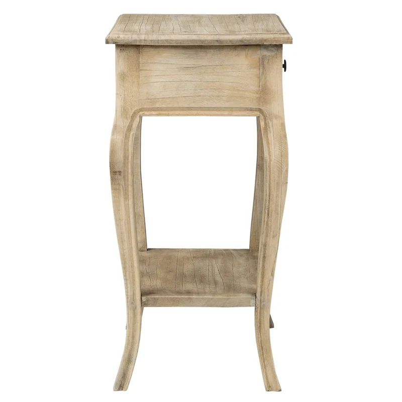 Natural Unfinished Solid Wood Side Table With Drawer by East at Main