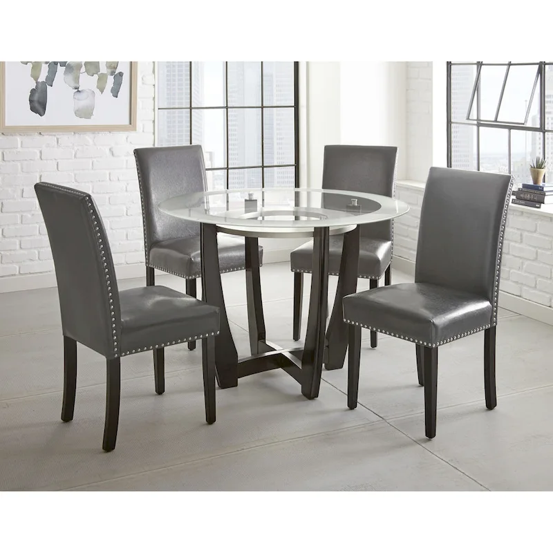 Steve Silver Slivnitsa Faux Leather Dining Chairs with Nailhead Trim (Set of 2)