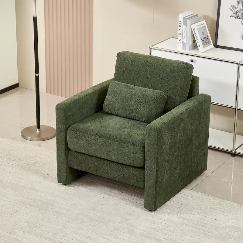 Chenille Upholstered Accent Chair with Armrests