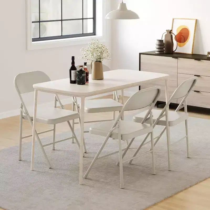 All-Steel Folding Chairs with Backrest, Heavy Duty Metal Foldable Dining Chair Hold Up to 350, for Office, Indoor & Outdoor Events