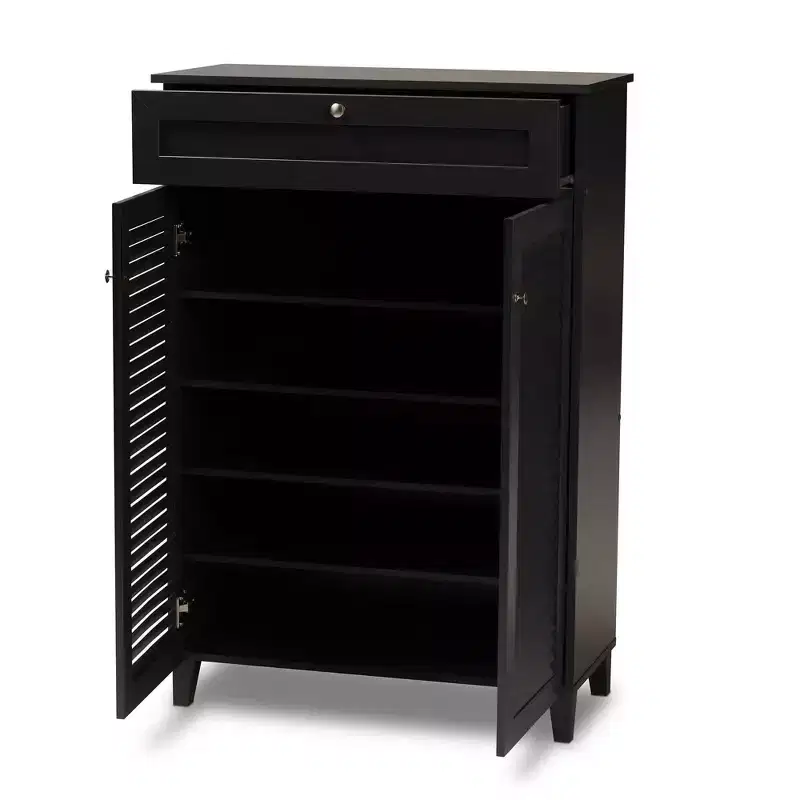 Shelf Wood Shoe Storage Cabinet with Drawer Coolidge - Baxton Studio