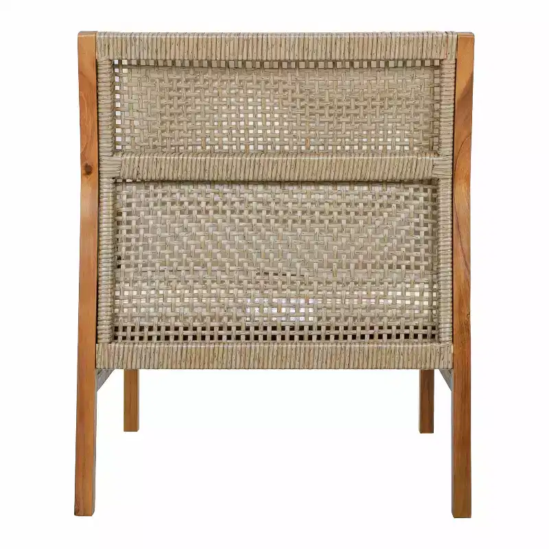 Christopher Knight Home Yaa Farmhouse Acacia Wood Patio Club Chair with Cushion and Wicker Design