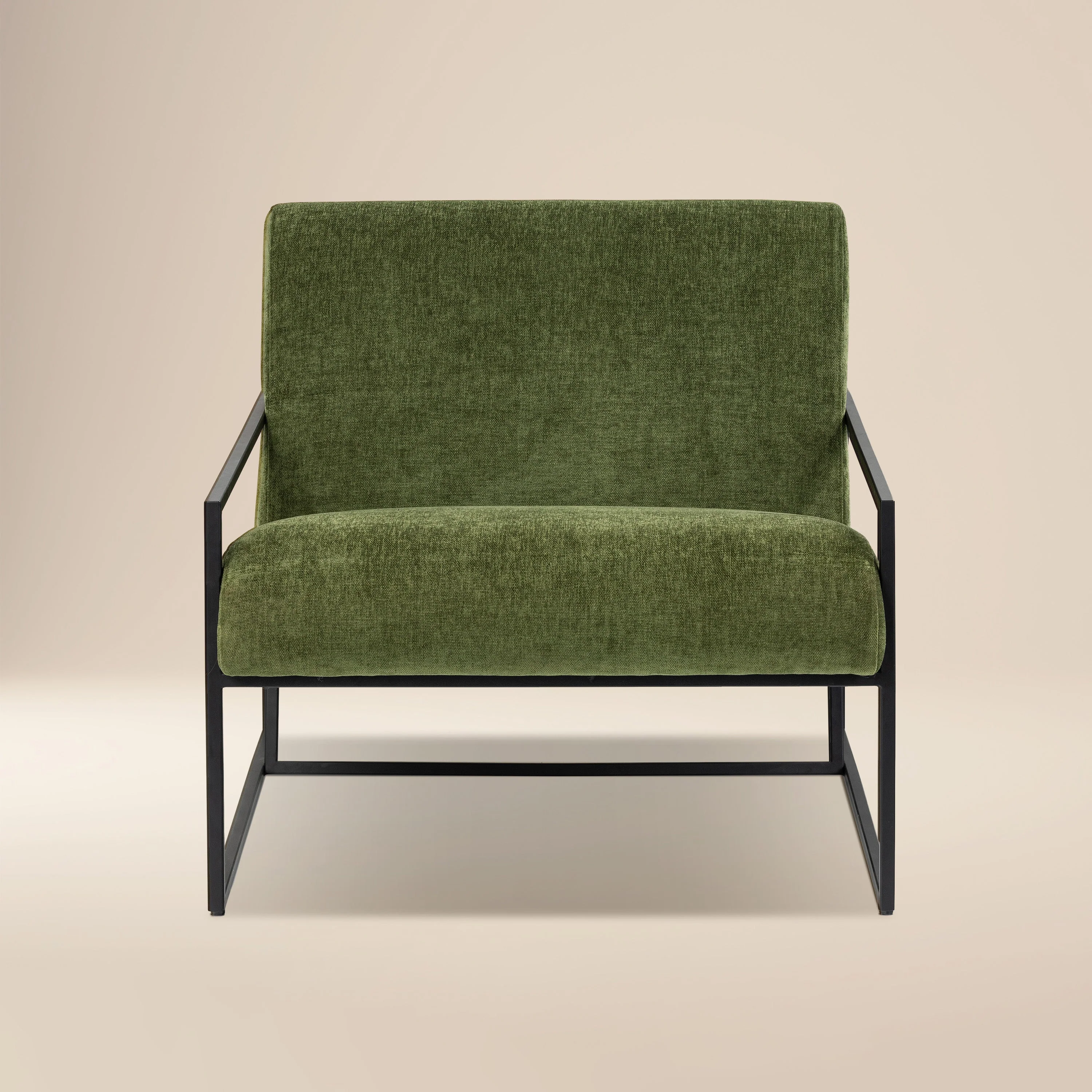 Modern Distressed Green Fabric Lounge Chair with Kiln-Dried Wood Frame