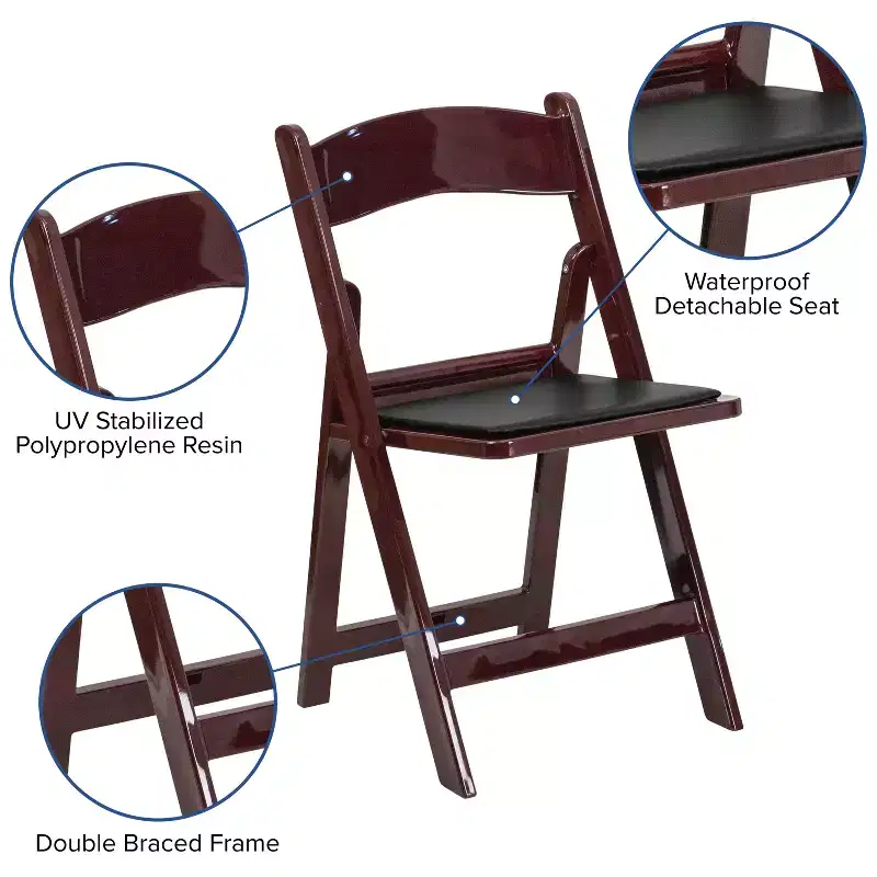 Emma and Oliver 2 Pack Wedding Party Event Resin Folding Chair with Vinyl Padded Seat