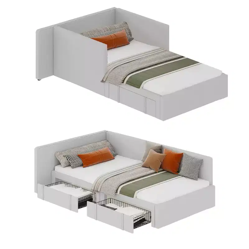 Twin Upholstered Daybed with Headboard & Bed Rails  Space-Saving Sofa Bed for Bedroom, Living Room, or Guest Room, Easy Assembly