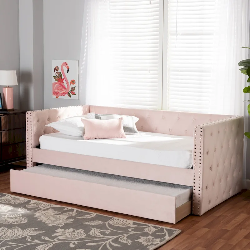 Larkin Modern Velvet Fabric Upholstered Daybed with Trundle