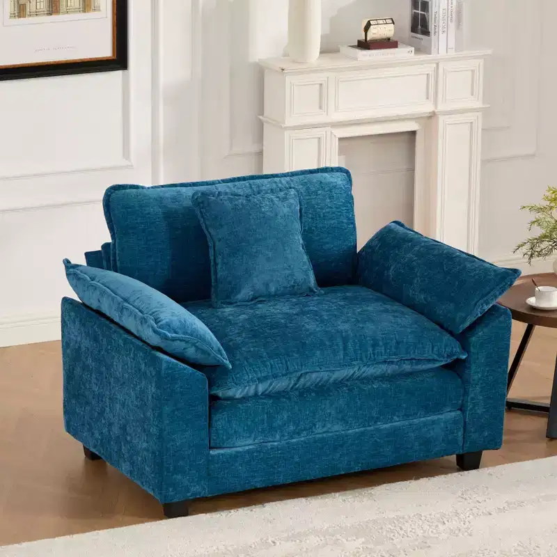 Cloud Sofa Single Seat, Modern Sectional Couch, Comfy Double Layer Upholstered Seat Cushion, Breathable Chenille Fabric