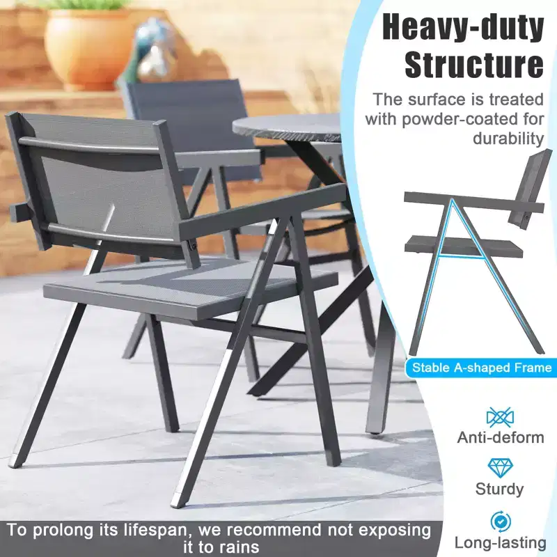 Costway Patio Chairs Set of 2/4 w/Breathable Fabric Seat & Tilt Backrest Comfy Armrest