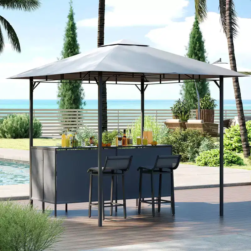 Costway 3 PCS Patio Bar Set with 2 Bar Stools Tempered Glass Bar Table Storage Shelf