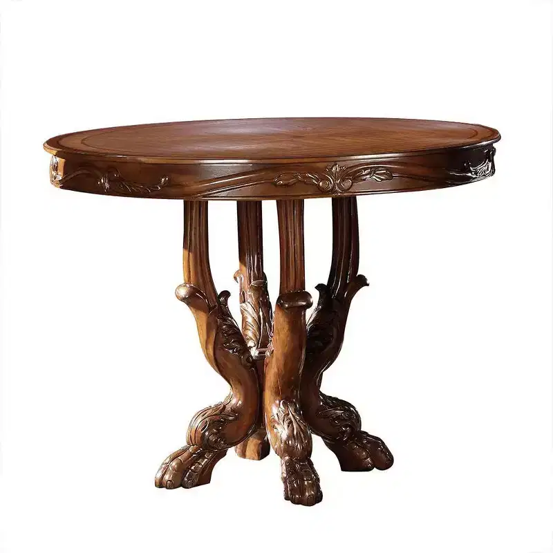 Round Dining Table, Cherry Oak Finish, Pedestal Base, Seats 4