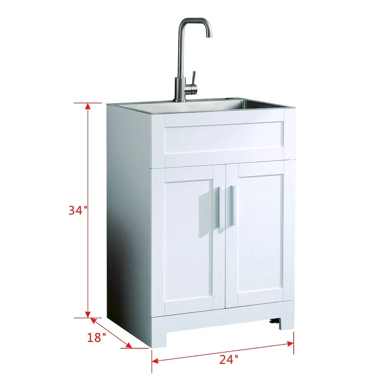 24-Inch Laundry Utility Sink Cabinet with Stainless Steel Faucet