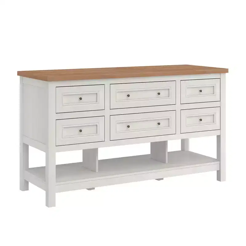 Walker Edison Free-Standing Kitchen Island with 6 Drawers
