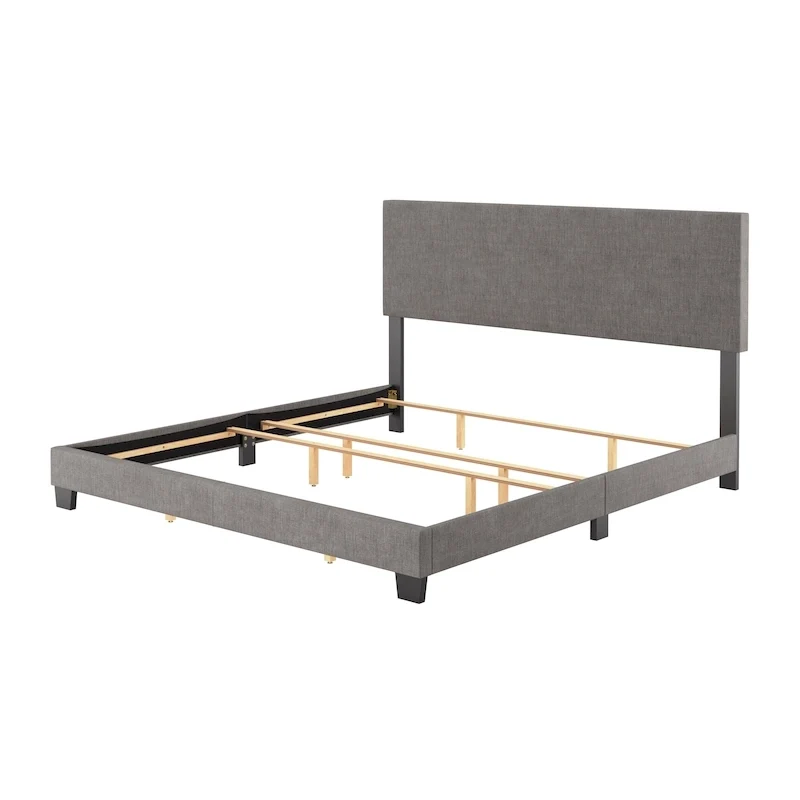 Modern King Bed with Upholstered Headboard (Box Spring Required)
