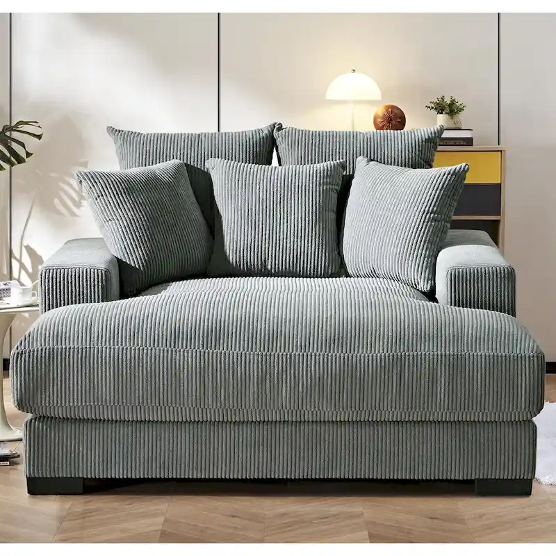 Corduroy Upholstered Chaise Lounge Living Room Chair