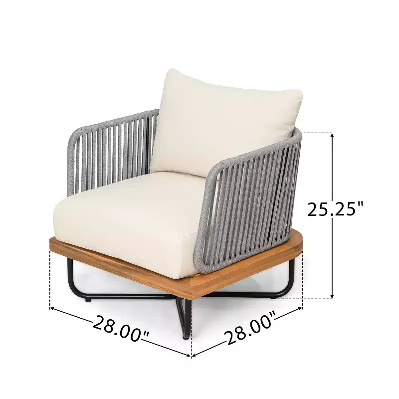 Christopher Knight Home Ivan Rope Woven Acacia and Iron Frame Club Chairs (Set of 2)