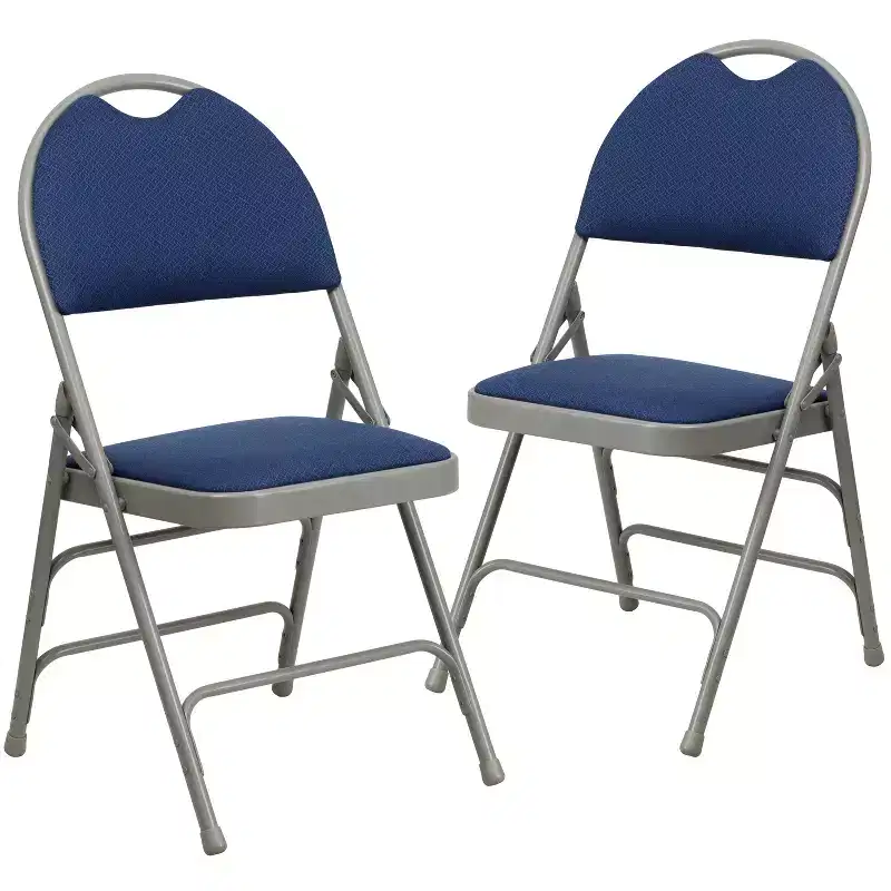 Extra Large Ultra-Premium Triple Braced Metal Folding Chair with Easy-Carry Handle