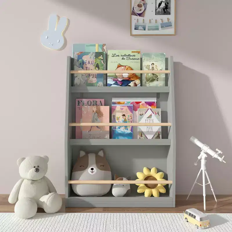 3-Tier Kids' Bookshelf and Storage Organizer, MDF, 31.5