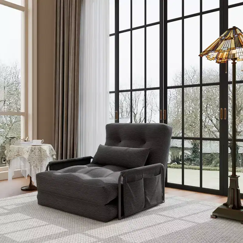 ALAULM Single-Seat Folding Sofa Bed, 2-in-1 Folding Couch Bed with Pillows, Adjustable Backrest, Armrest and Storage bag