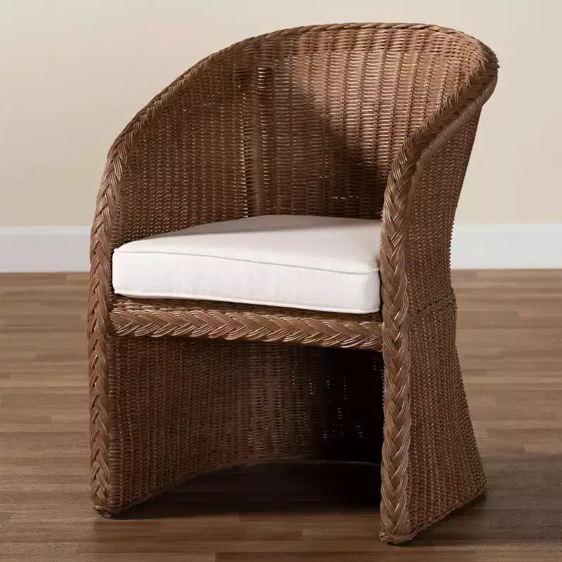 bali & pari Memphis Braided Rattan Arm Chair Peanut Brown