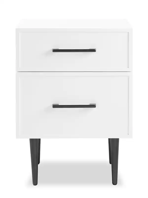 Bedside 2-Drawer Nightstand, 18W x 25.75H
