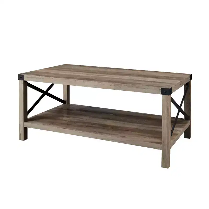 Farmhouse Metal-X Coffee Table with Lower Shelf