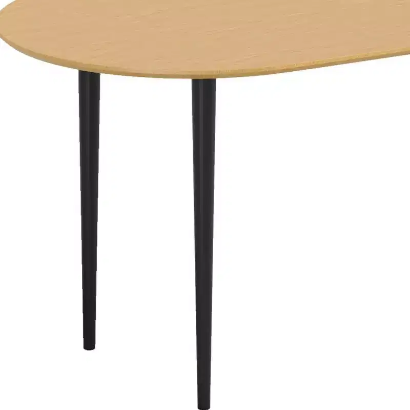 HomeRoots 67 Natural and Black Solid Wood Oval Dining Table