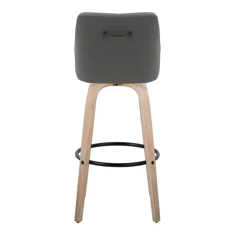 LumiSource Set of 2 Hannah Barstools Whitewashed Wood/Dark Gray PU