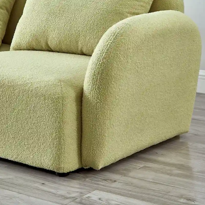 Living Room Furniture Three Seat Lazy Sofa Teddy Fabric White