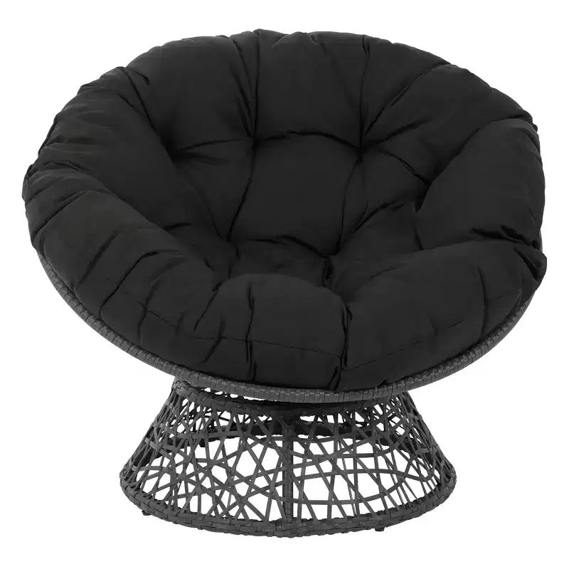 Papasan Chair with Dacron Cushion – 360 Swivel, Resin Wicker Frame