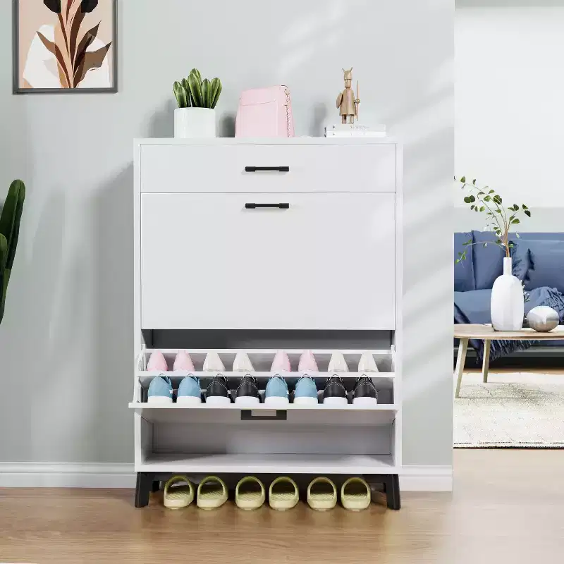 TUYOHW Freestanding Hidden Shoe Storage Cabinet with 2 Flip Drawers, Multi-color Shoe Rack, All-match Shoe Organizer for Entryway Doorway Hallway