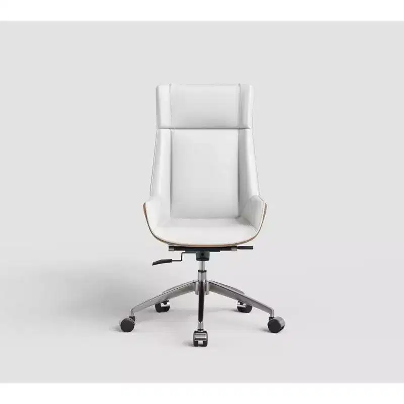 Tree City- High Back Executive Office Chair with Walnut Bent Wood Back and Faux Leather Seat  Swivel & Rolling Base