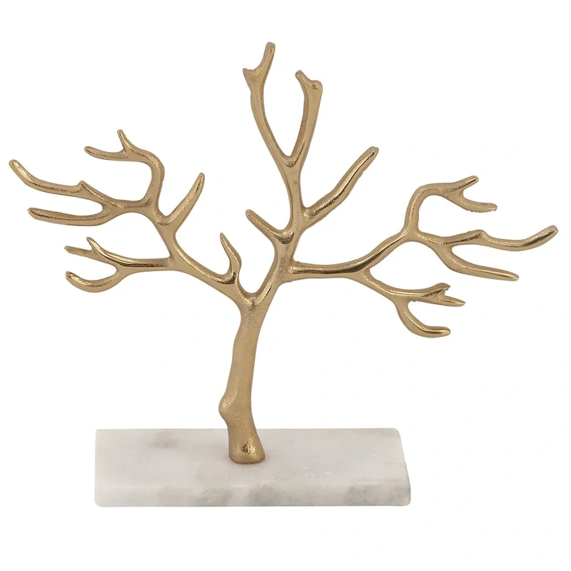 Marble Tree Jewelry Stand with Rectangular Base