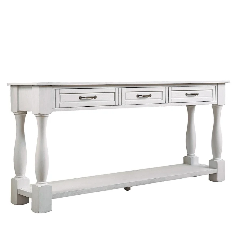 Solid Wood Console Table with 3 Drawers and Bottom Shelf - 63W