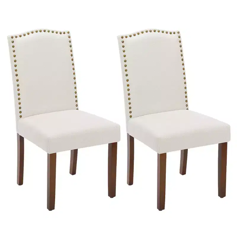 JIONJOY Linen Upholstered Dining Chair Set of 2