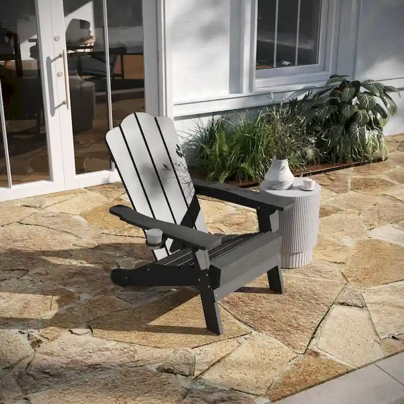 Set of 4 All-Weather Adirondack Chairs with Cupholders