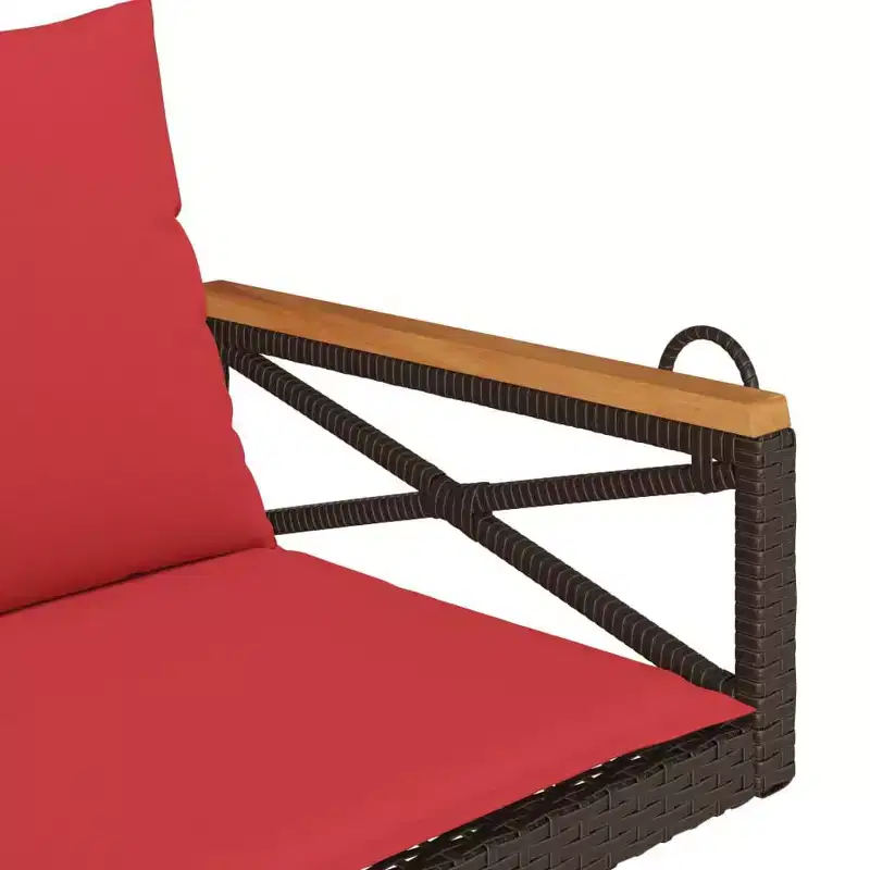 vidaXL Patio Swing Bench Brown PE Rattan 42.9x24.4x15.7