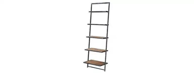 72.25" Laredo 5 Tier Ladder Bookcase/shelf Natural/Antique Black - Breighton Home: Rustic Industrial Style, Fir Plywood