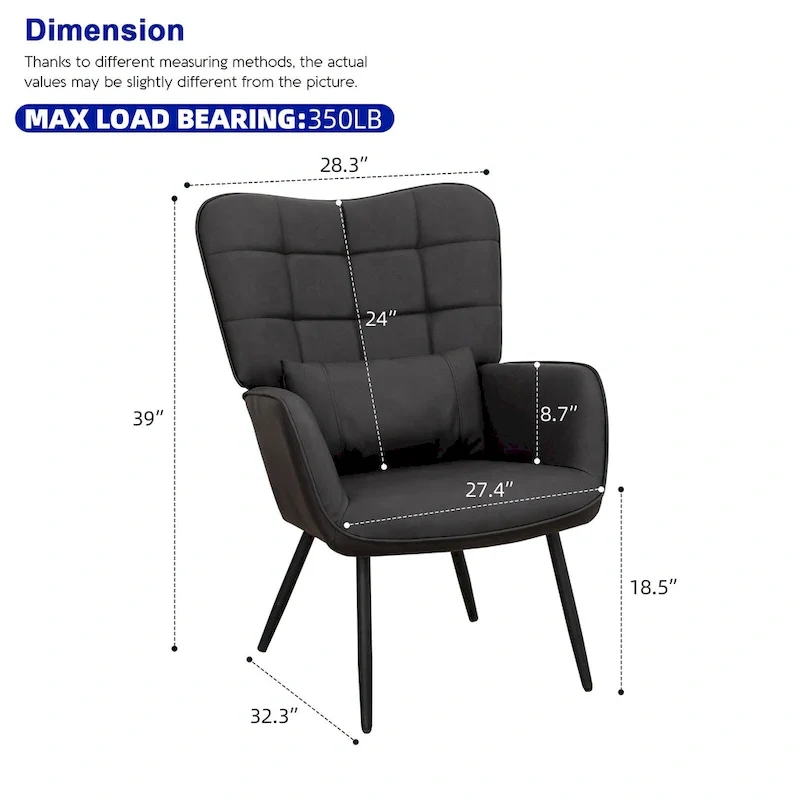 Bonded Leather Armchair Modern Accent Chair Set of 2