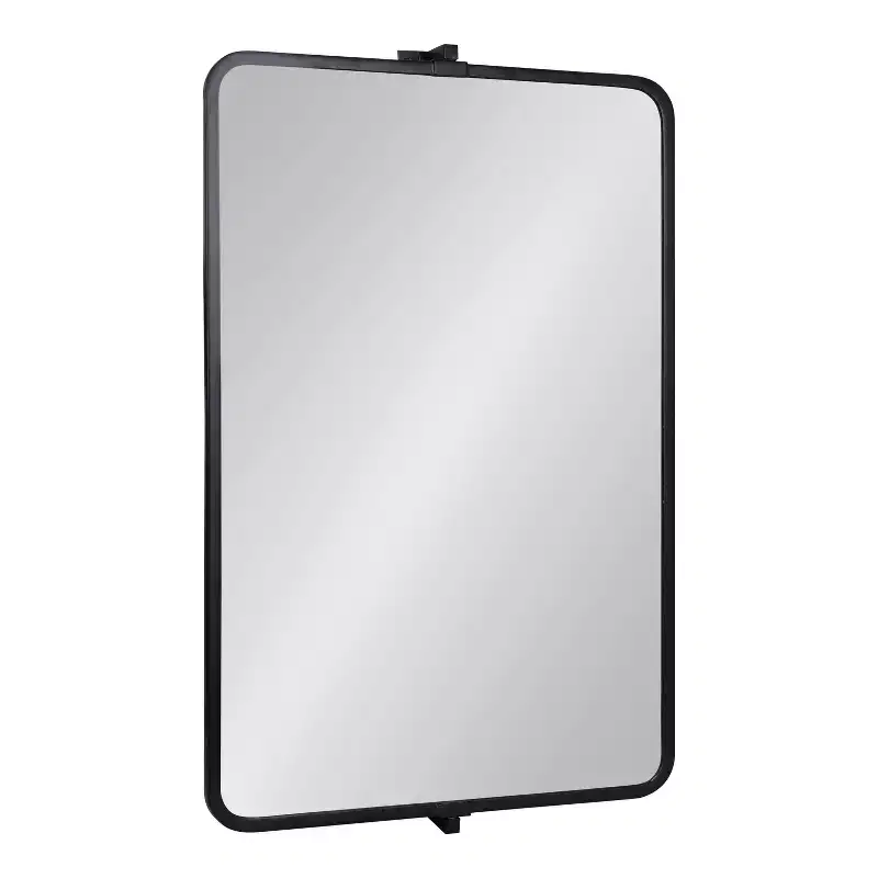 Kate and Laurel Elijah Rectangle Metal Functional Mirror, 38x24, Black