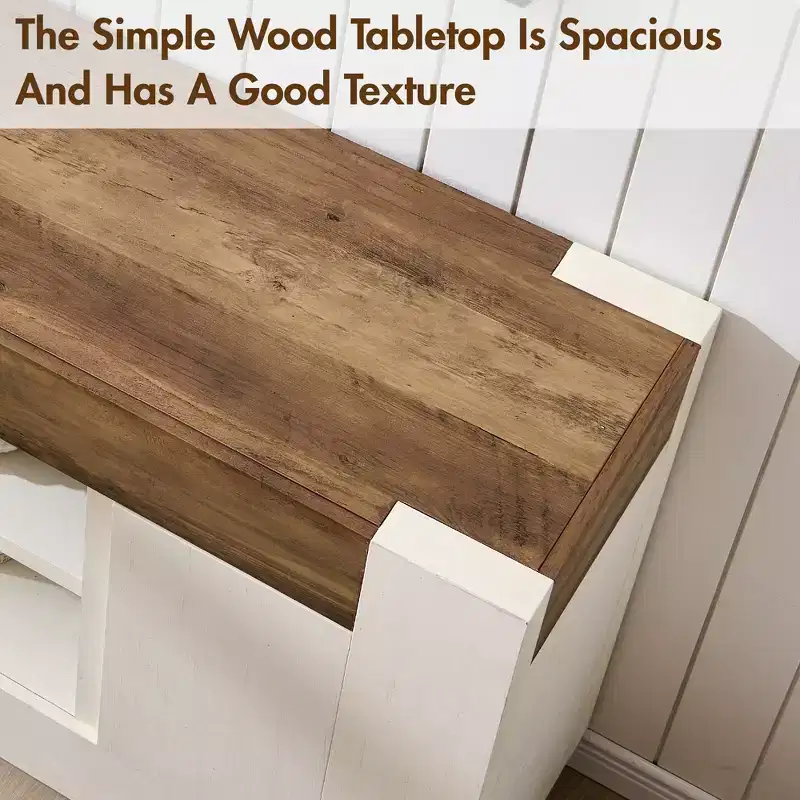 70 Modern TV Stand, Entertainment Center for TVs Up to 80, Media Console with Open Storage & Side Cabinets, Thick Wood TV Consoles