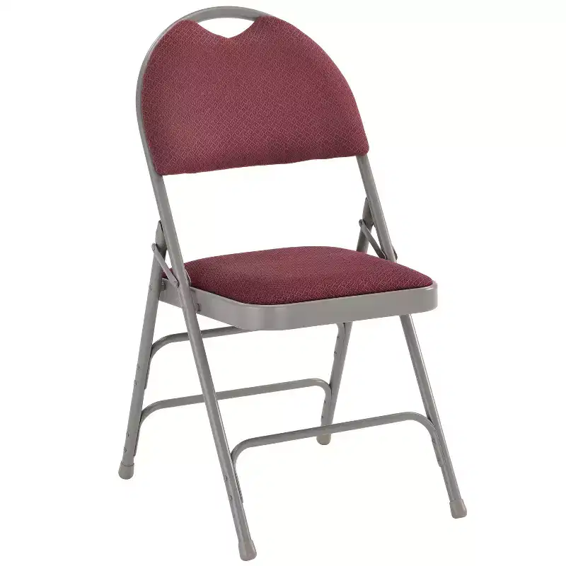 Extra Large Ultra-Premium Triple Braced Metal Folding Chair with Easy-Carry Handle