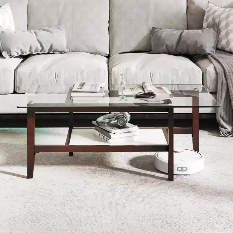24 Square Side Table with Extra Storage Shelf Home for Living Room Study Office