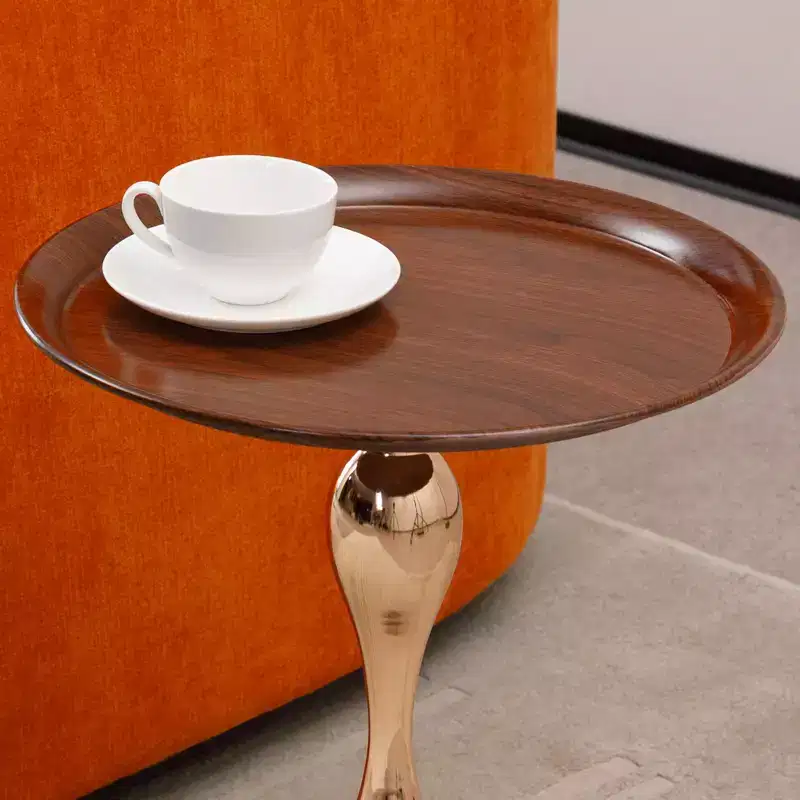 Mermaid Tail Round Metal Coffee Table Small Modern Pedestal Accent Martini Drink Decor