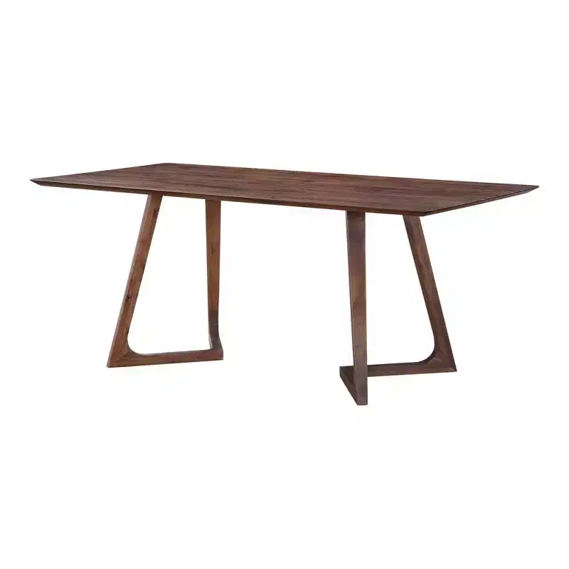 Grizzly Flats Dining Table Rectangular Walnut - Alder Bay: Modern Style, Seats 8, Wood Double Pedestal Base