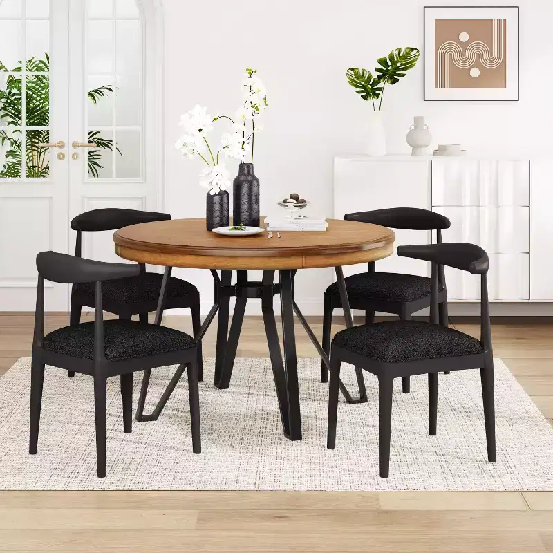 Christopher Knight Home Foxbriar 5 Piece Wood and Iron Dining Set