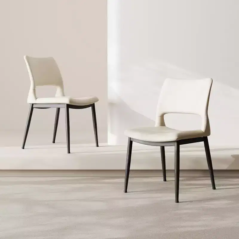 Black Faux Leather Dining Chairs, Modern Style, Set of 2