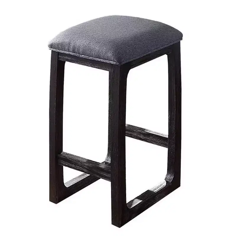 Counter Height Barstool with Linen Upholstered Seat and Wood Base