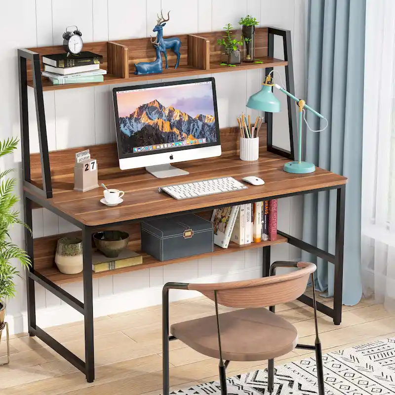 Computer Desk with Hutch and Bookshelf